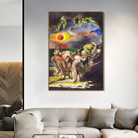 INVIN ART Framed Canvas Giclee Print Art Visions of the Daughters of Albion#3 by William Blake Wall Art Living Room Home Office Decorations