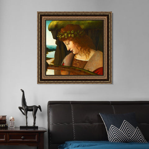 INVIN ART Framed Canvas Art Giclee Print Narcissus by Leonardo da Vinci Wall Art Living Room Home Office Decorations