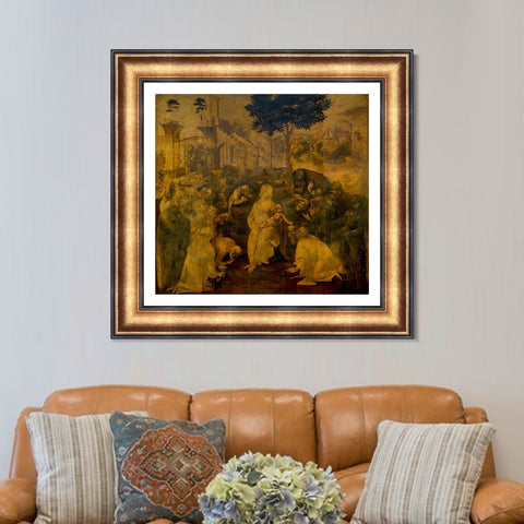 INVIN ART Framed Canvas Art Giclee Print Adoration of the Magi by Leonardo da Vinci Wall Art Living Room Home Office Decorations