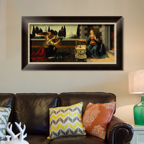 INVIN ART Framed Canvas Art Giclee Print Annunciation by Leonardo da Vinci Wall Art Living Room Home Office Decorations