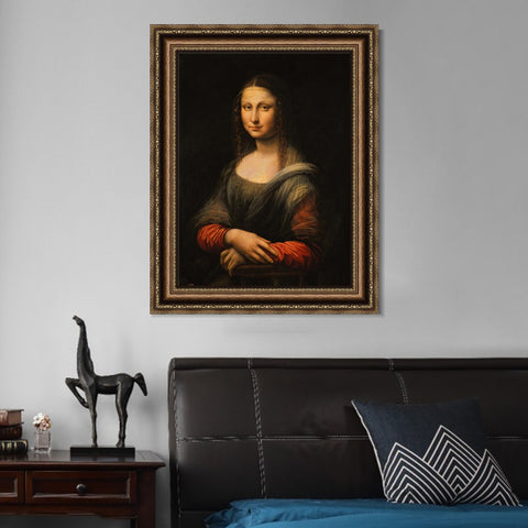 INVIN ART Framed Canvas Art Giclee Print Mona Lisa#2 by Leonardo da Vinci Wall Art Living Room Home Office Decorations