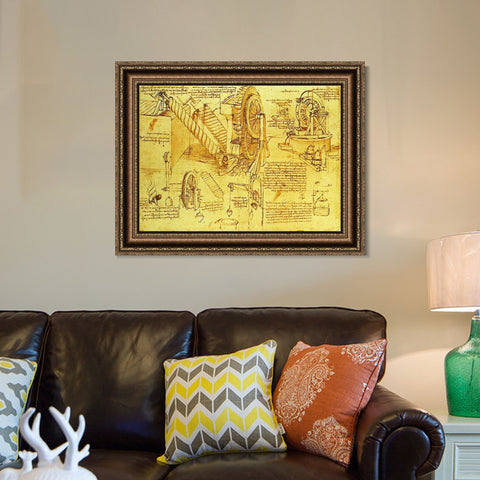 INVIN ART Framed Canvas Art Giclee Print Series#014 by Leonardo da Vinci Wall Art Living Room Home Office Decorations