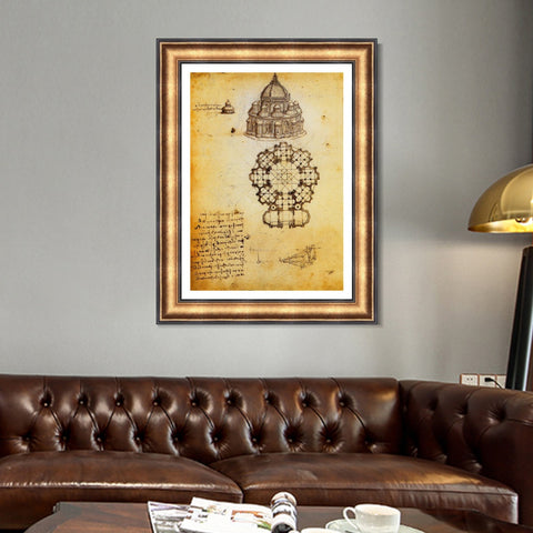 INVIN ART Framed Canvas Art Giclee Print Series#050 by Leonardo da Vinci Wall Art Living Room Home Office Decorations