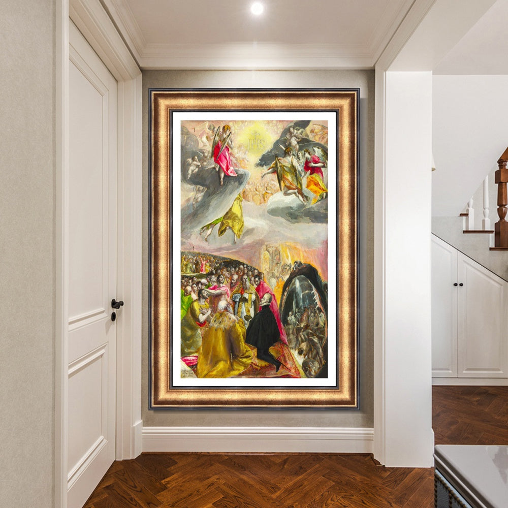 INVIN ART Framed Canvas Art Giclee Print The Adoration of The Name of Jesus Poster by El Greco Wall Art