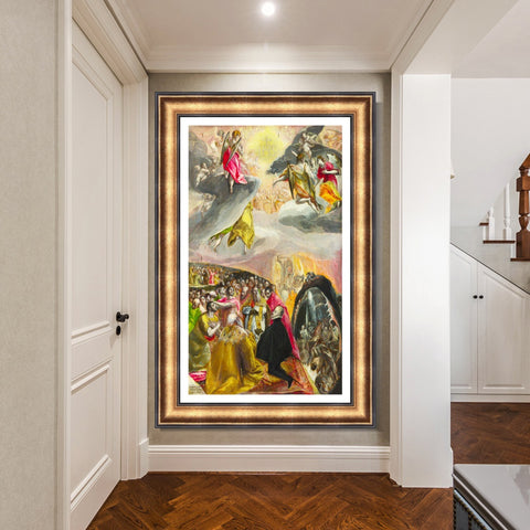 INVIN ART Framed Canvas Art Giclee Print The Adoration of The Name of Jesus Poster by El Greco Wall Art Living Room Home Office Decorations