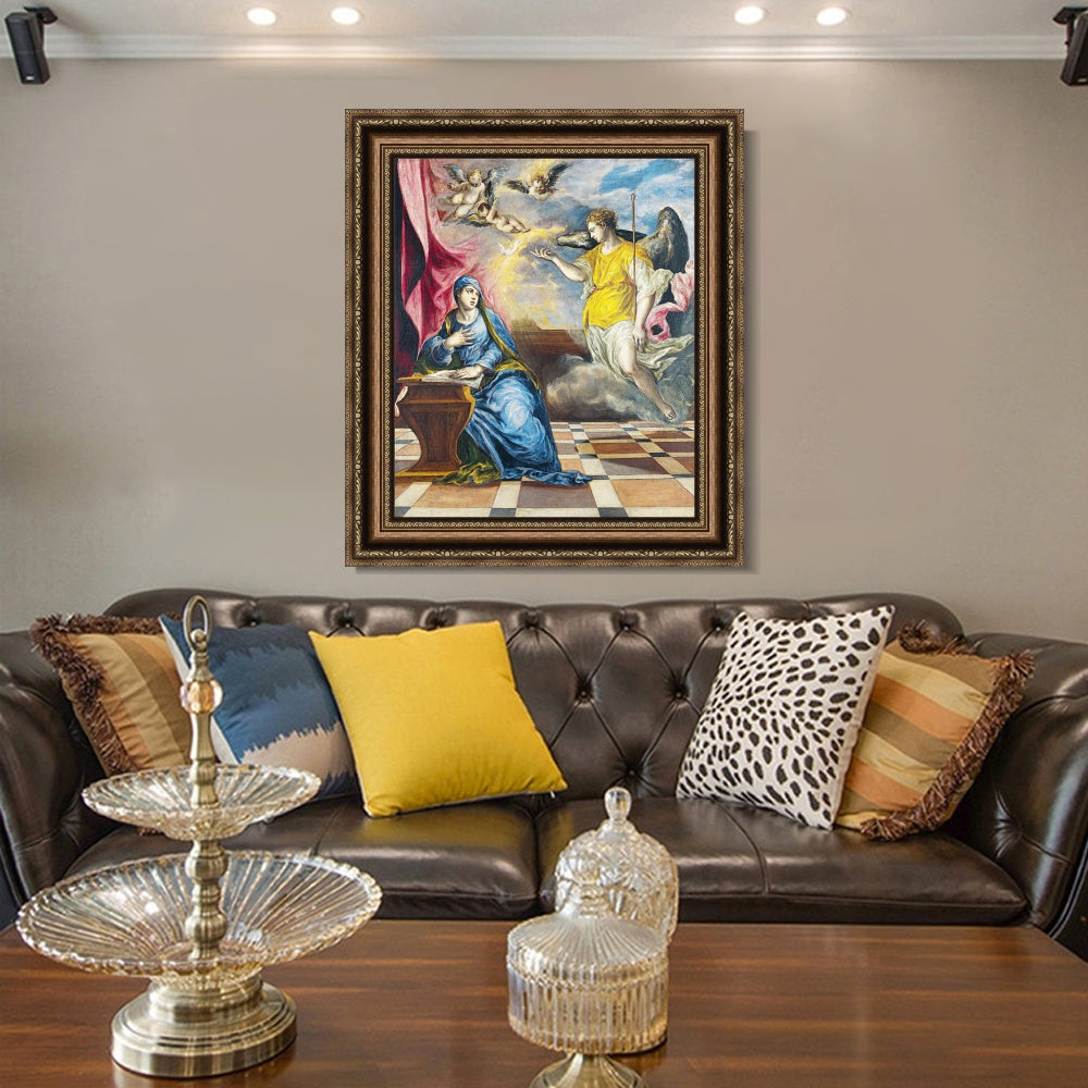INVIN ART Framed Canvas Art Giclee Print Christ The Annunciation by El Greco Wall Art