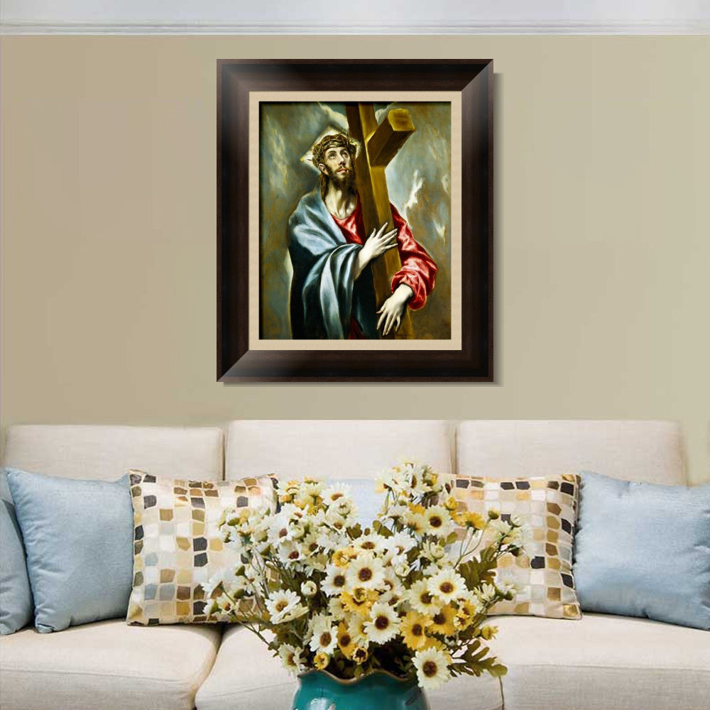 INVIN ART Framed Canvas Art Giclee Print Christ Carrying The Cross by El Greco Wall Art