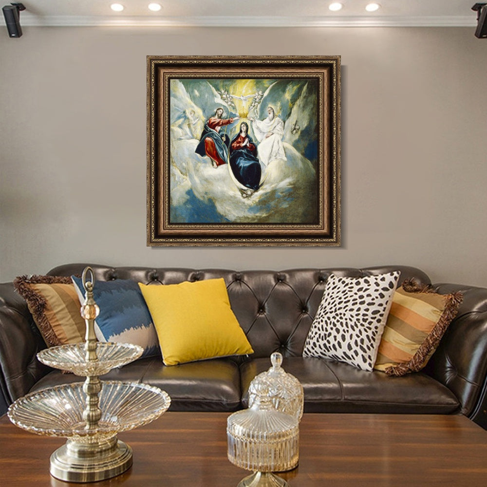 INVIN ART Framed Canvas Art Giclee Print La Coronaci篓庐n De La Virgen by El Greco Wall Art