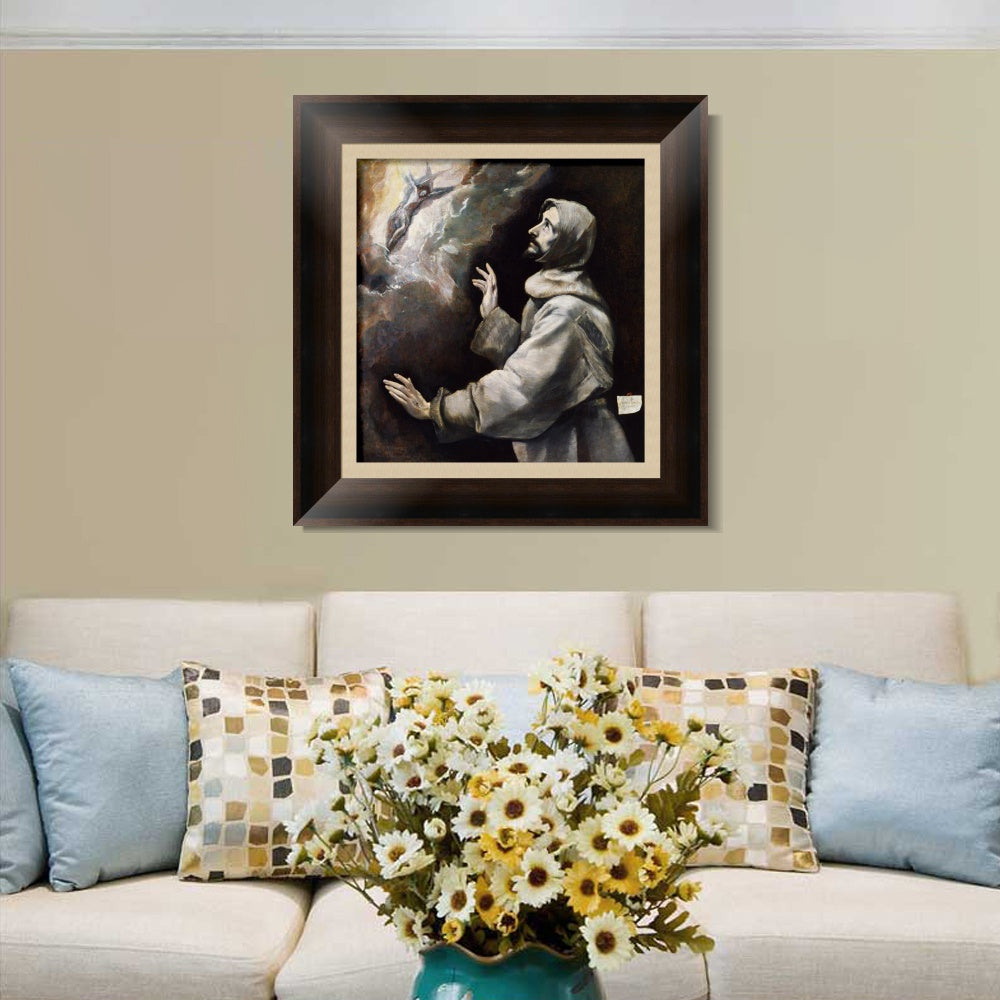 INVIN ART Framed Canvas Art Giclee Print Saint Francis Receiving The Stigmata by El Greco Wall Art