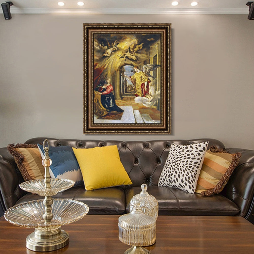INVIN ART Framed Canvas Art Giclee Print The Annunciation by El Greco Wall Art