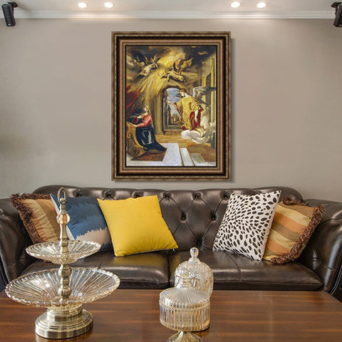 INVIN ART Framed Canvas Art Giclee Print The Annunciation by El Greco Wall Art Living Room Home Office Decorations