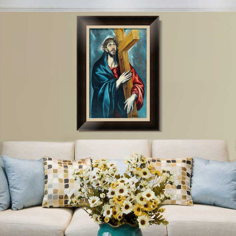 INVIN ART Framed Canvas Art Giclee Print Jesus Christ Carrying The Cross by El Greco Wall Art Living Room Home Office Decorations