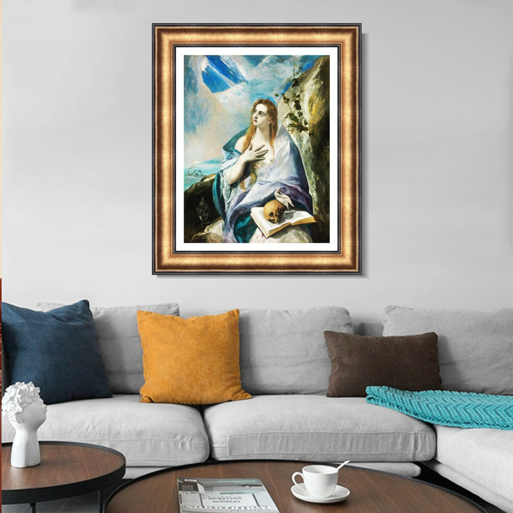 INVIN ART Framed Canvas Art Giclee Print The Penitent Magdalene by El Greco Wall Art