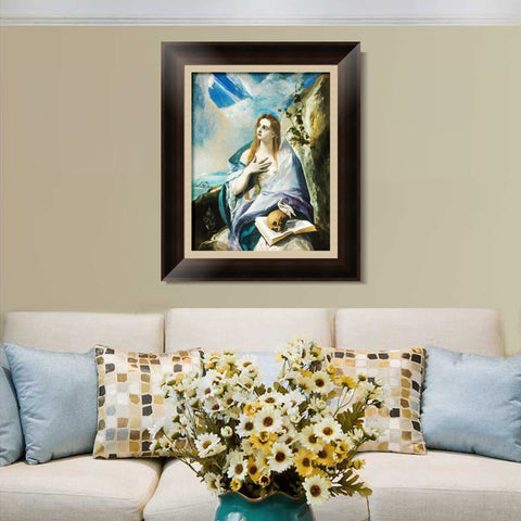 INVIN ART Framed Canvas Art Giclee Print The Penitent Magdalene by El Greco Wall Art Living Room Home Office Decorations