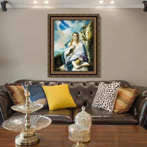 INVIN ART Framed Canvas Art Giclee Print The Penitent Magdalene by El Greco Wall Art Living Room Home Office Decorations