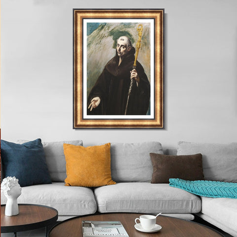 INVIN ART Framed Canvas Art Giclee Print Benedykt by El Greco Wall Art Living Room Home Office Decorations