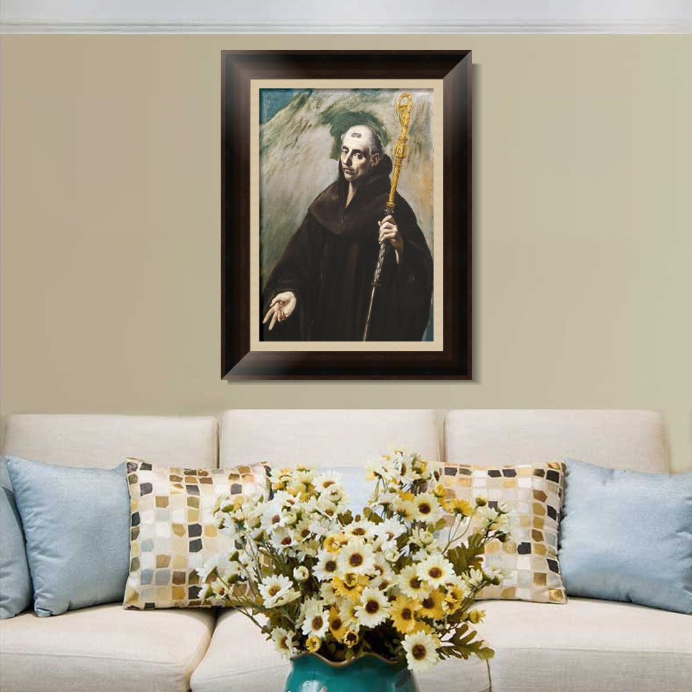 INVIN ART Framed Canvas Art Giclee Print Benedykt by El Greco Wall Art