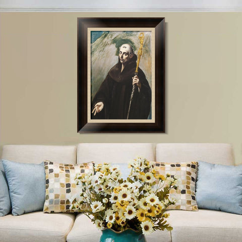 INVIN ART Framed Canvas Art Giclee Print Benedykt by El Greco Wall Art Living Room Home Office Decorations