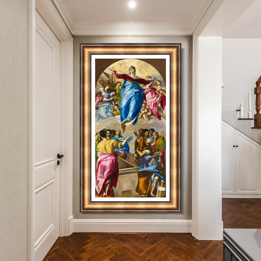 INVIN ART Framed Canvas Art Giclee Print Assumption Of The Virgin by El Greco Wall Art