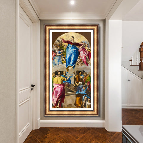 INVIN ART Framed Canvas Art Giclee Print Assumption Of The Virgin by El Greco Wall Art Living Room Home Office Decorations