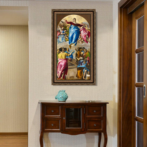 INVIN ART Framed Canvas Art Giclee Print Assumption Of The Virgin by El Greco Wall Art Living Room Home Office Decorations