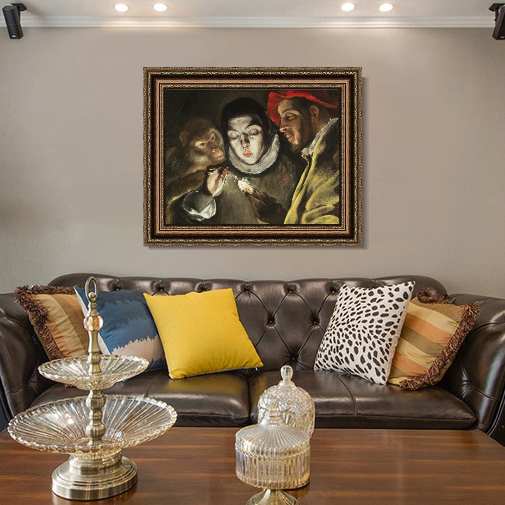 INVIN ART Framed Canvas Art Giclee Print Allegory with A Boy by El Greco Wall Art