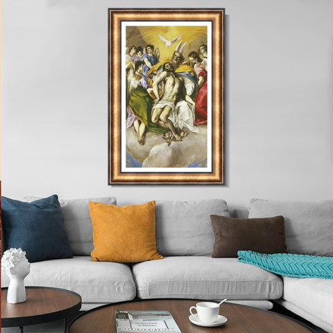 INVIN ART Framed Canvas Art Giclee Print La Trinidad by El Greco Wall Art Living Room Home Office Decorations