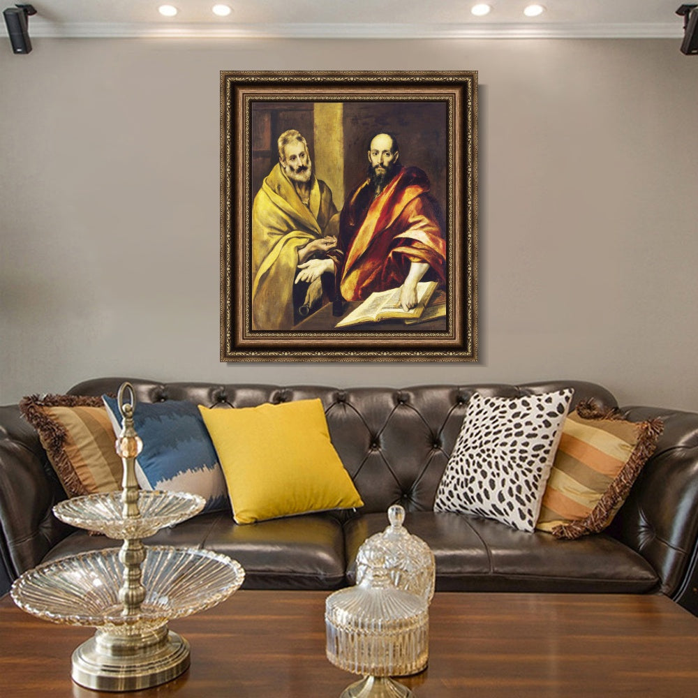INVIN ART Framed Canvas Art Giclee Print Apostles Peter And Paul by El Greco Wall Art