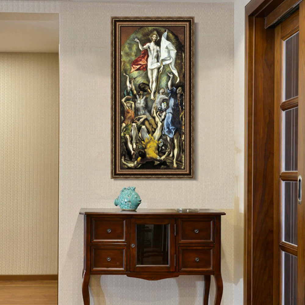 INVIN ART Framed Canvas Art Giclee Print Resurreccion Prado by El Greco Wall Art
