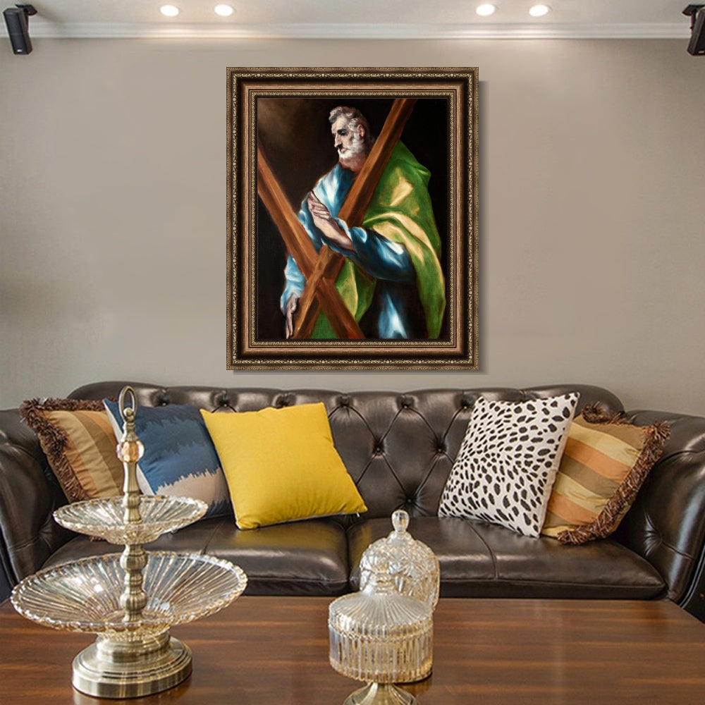 INVIN ART Framed Canvas Art Giclee Print St. Andrew by El Greco Wall Art