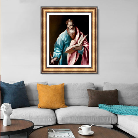 INVIN ART Framed Canvas Art Giclee Print Saint Matthew by El Greco Wall Art Living Room Home Office Decorations