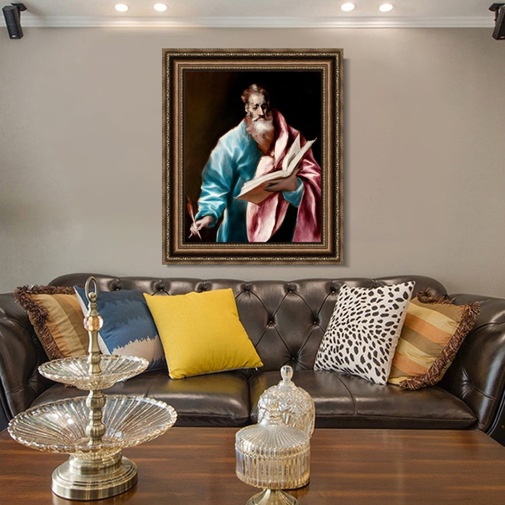 INVIN ART Framed Canvas Art Giclee Print Saint Matthew by El Greco Wall Art