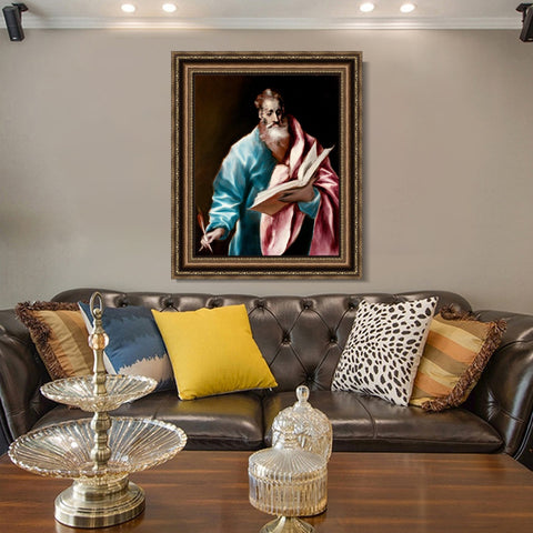 INVIN ART Framed Canvas Art Giclee Print Saint Matthew by El Greco Wall Art Living Room Home Office Decorations