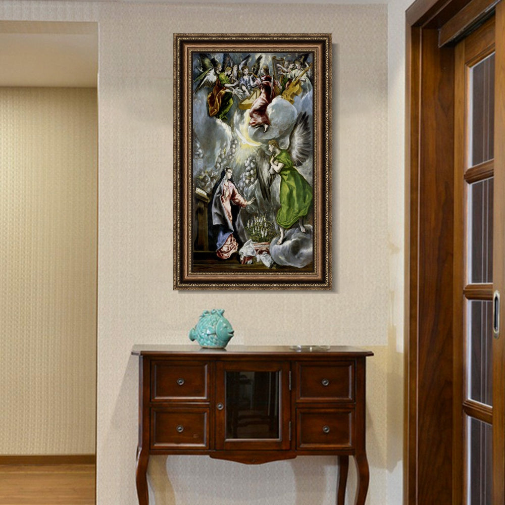INVIN ART Framed Canvas Art Giclee Print The Annunciation 1597 by El Greco Wall Art