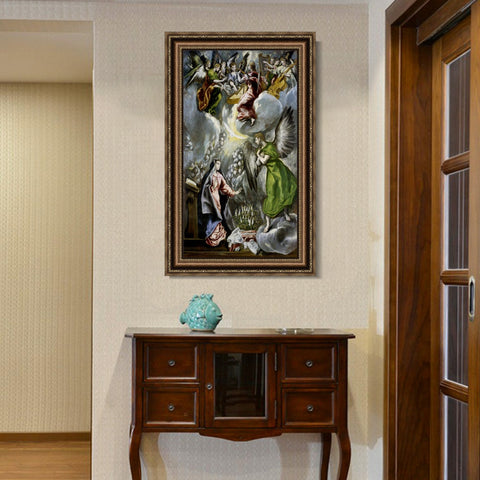 INVIN ART Framed Canvas Art Giclee Print The Annunciation 1597 by El Greco Wall Art Living Room Home Office Decorations