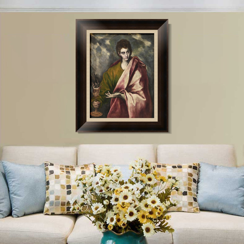 INVIN ART Framed Canvas Art Giclee Print Saint John The Evangelist by El Greco Wall Art