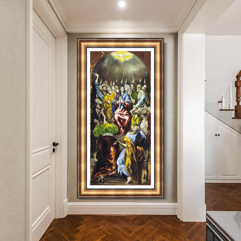 INVIN ART Framed Canvas Art Giclee Print Pentecost by El Greco Wall Art Living Room Home Office Decorations