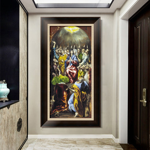 INVIN ART Framed Canvas Art Giclee Print Pentecost by El Greco Wall Art Living Room Home Office Decorations