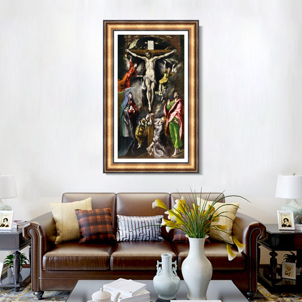 INVIN ART Framed Canvas Art Giclee Print Baptism of Christ by El Greco Wall Art