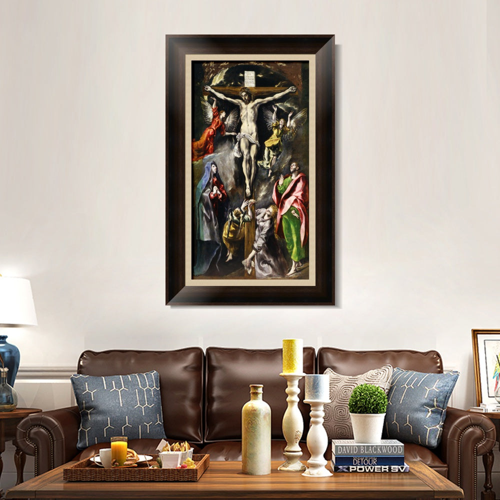 INVIN ART Framed Canvas Art Giclee Print Baptism of Christ by El Greco Wall Art