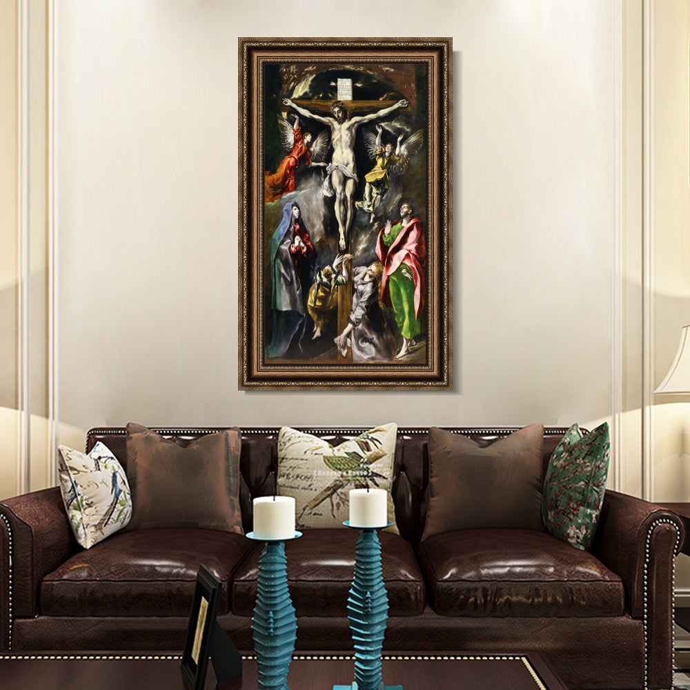 INVIN ART Framed Canvas Art Giclee Print Baptism of Christ by El Greco Wall Art