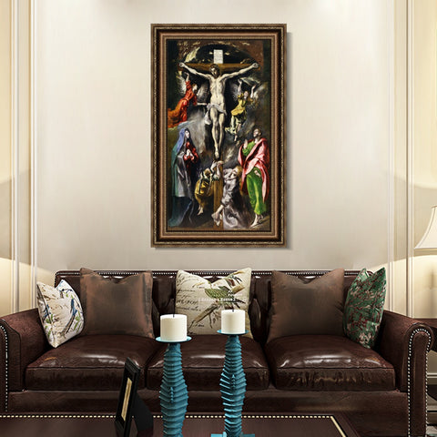 INVIN ART Framed Canvas Art Giclee Print Baptism of Christ by El Greco Wall Art Living Room Home Office Decorations