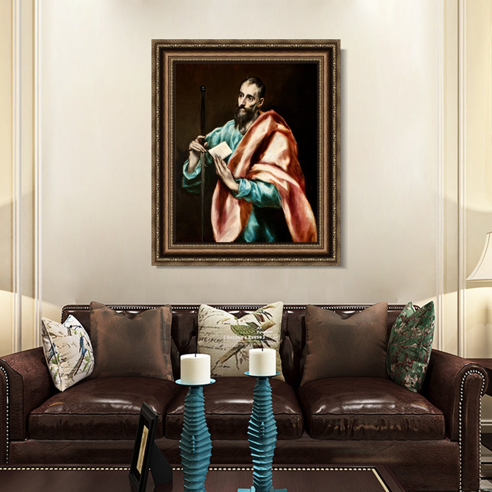 INVIN ART Framed Canvas Art Giclee Print Saint Paul, The Apostle by El Greco Wall Art
