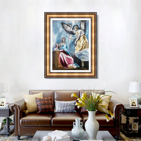 INVIN ART Framed Canvas Art Giclee Print The Annunciation by El Greco Wall Art Living Room Home Office Decorations