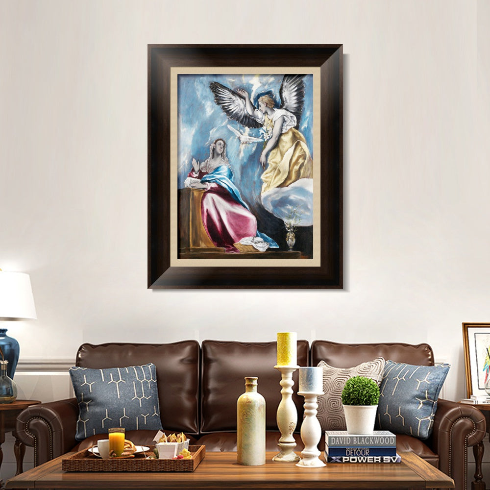 INVIN ART Framed Canvas Art Giclee Print The Annunciation by El Greco Wall Art