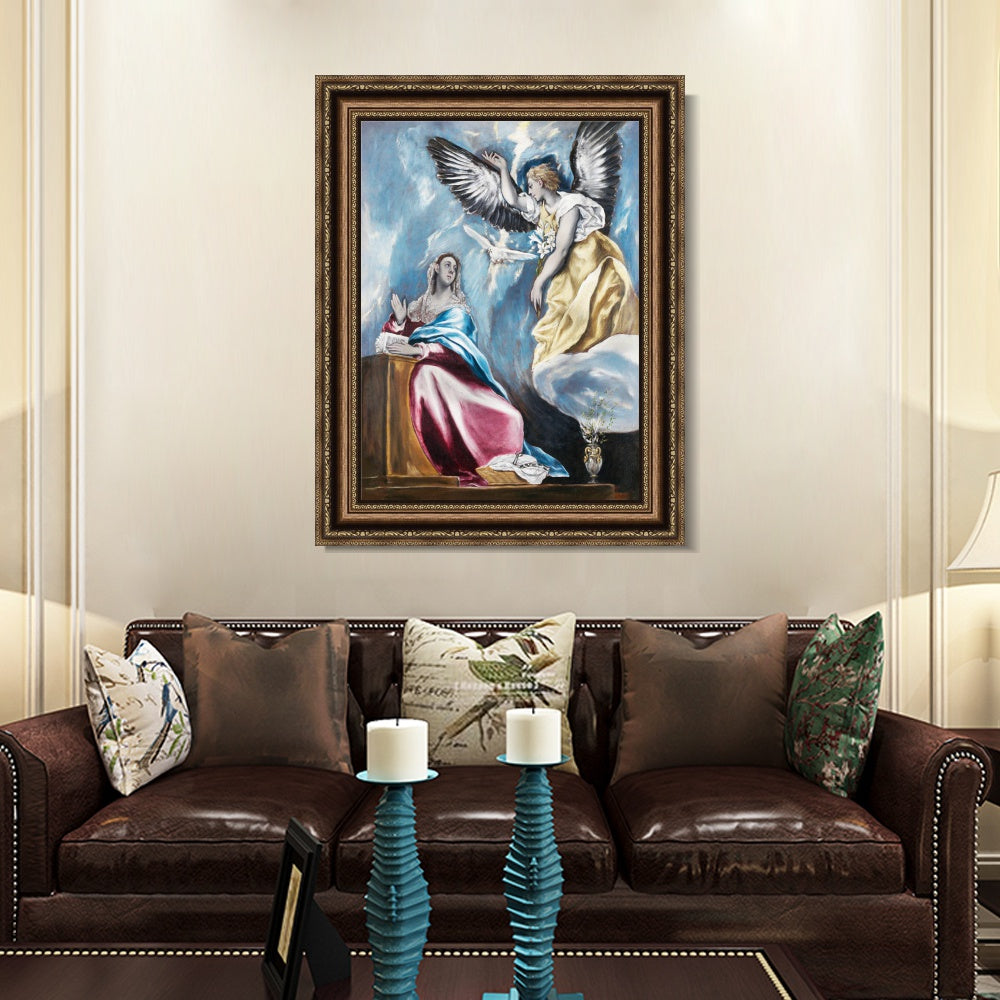 INVIN ART Framed Canvas Art Giclee Print The Annunciation by El Greco Wall Art