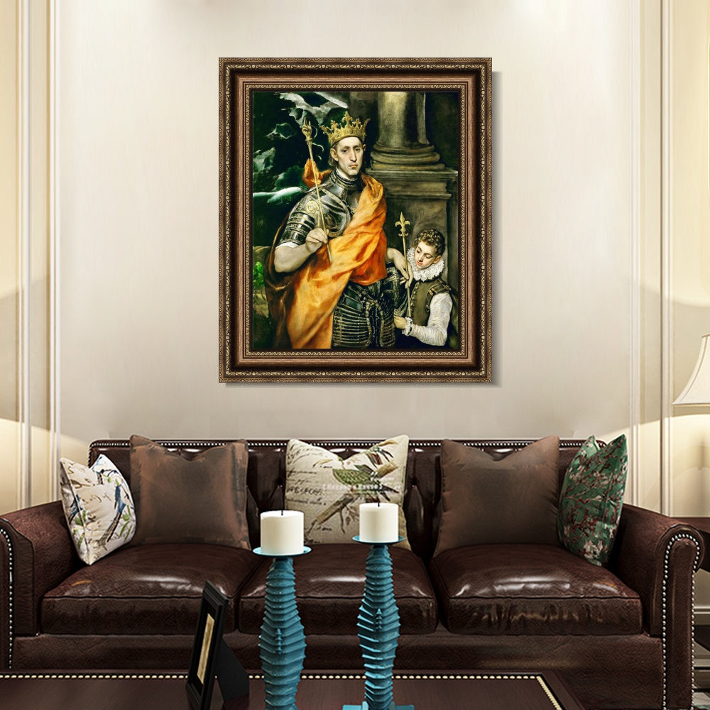 INVIN ART Framed Canvas Art Giclee Print St Louis, King of France by El Greco Wall Art