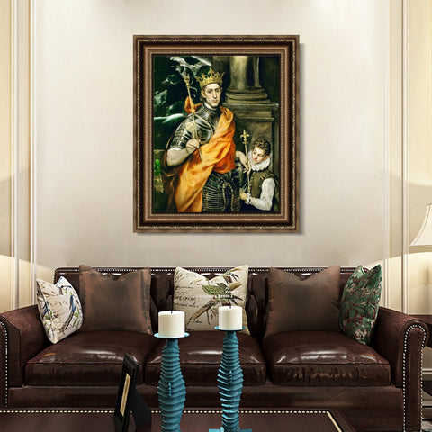 INVIN ART Framed Canvas Art Giclee Print St Louis, King of France by El Greco Wall Art Living Room Home Office Decorations