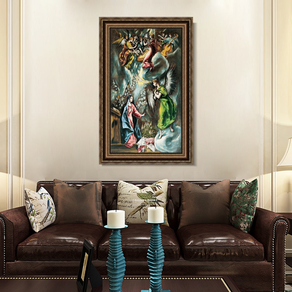 INVIN ART Framed Canvas Art Giclee Print La Anunciaci篓庐n De Museo Del Prado by El Greco Wall Art
