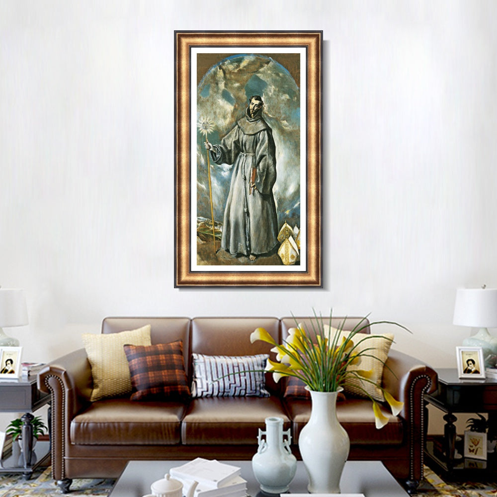 INVIN ART Framed Canvas Art Giclee Print Saint Bernardino 1603 by El Greco Wall Art